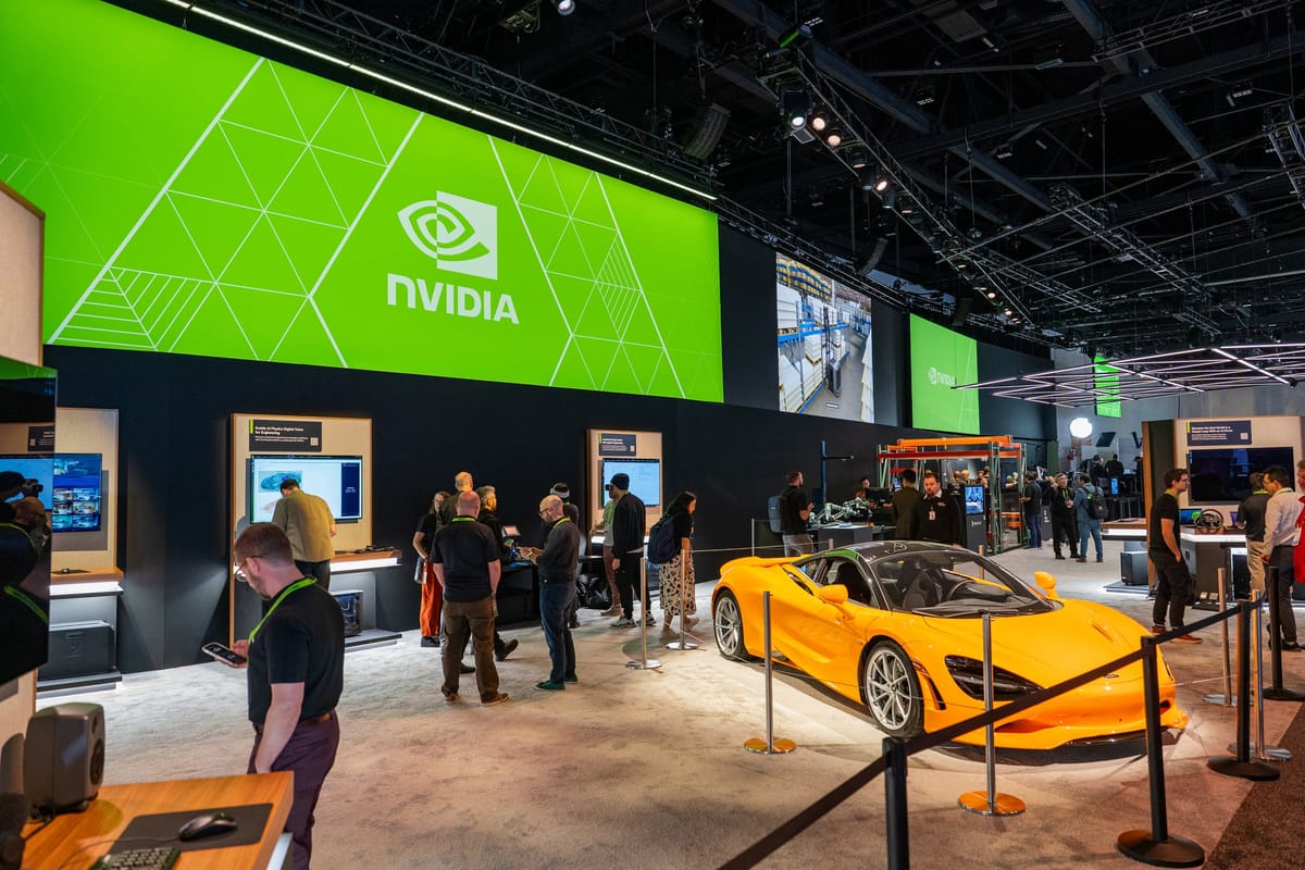 NVIDIA GTC exhibition floor with attendees and technology displays