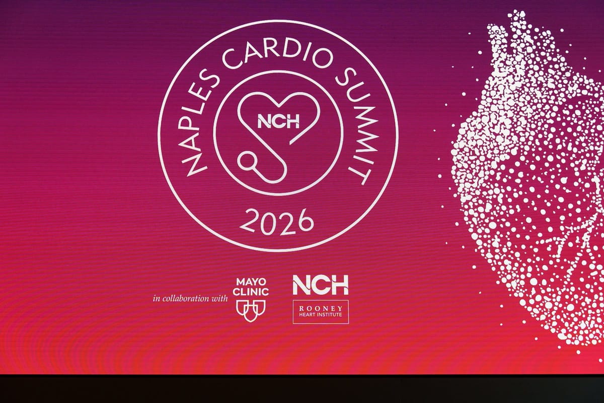 Naples Cardiovascular Summit 2026 identity displayed across the main event screen