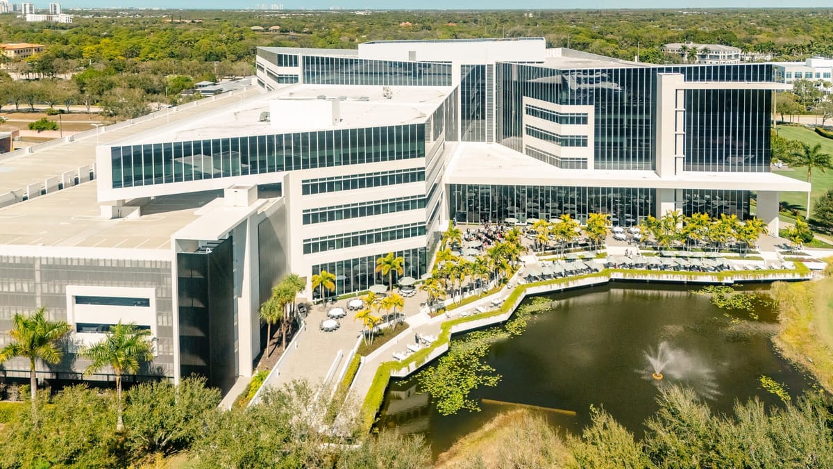Aerial view of the waterfront conference venue in Naples, Florida