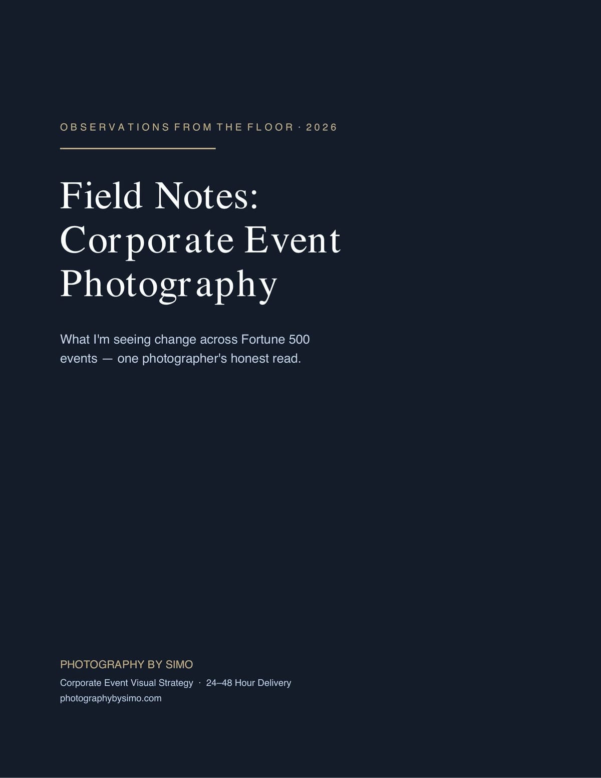Cover of Field Notes: Corporate Event Photography