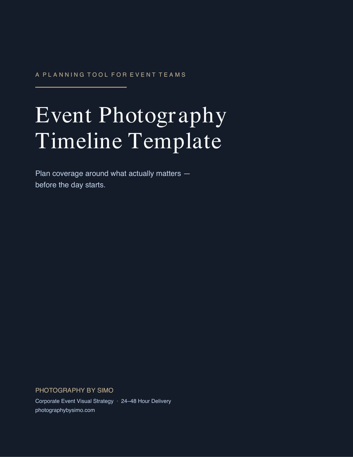 Cover of the Event Photography Timeline Template